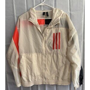 Adidas WND Wind Motion Hooded Sports‎ Jacket Primegreen L Cream Orange Black
